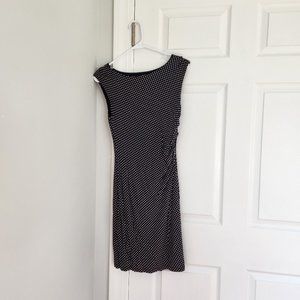 LOFT Navy and Beige Polka Dot Dress